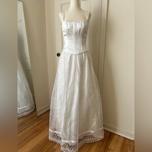 Vintage drop waist white gown